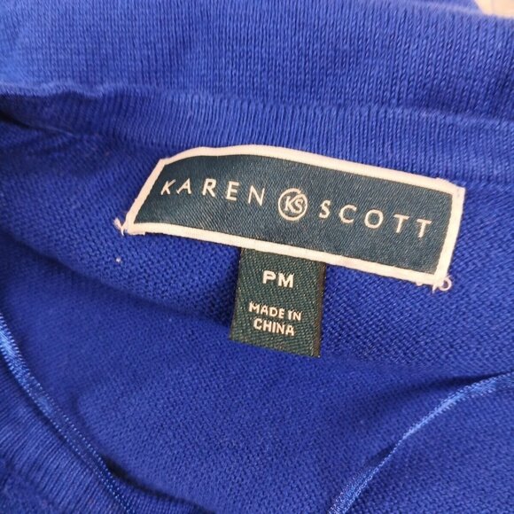 NWT KAREN SCOTT Basic Fall Raglan Sweater Petite MEDIUM Blue 100% Cotton - Picture 11 of 13